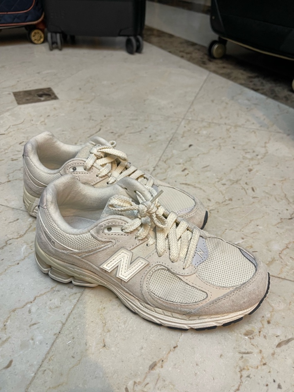 New Balance Beige/Tan Mesh Suede Sneakers